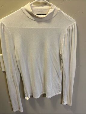 Ambiance Women's Cream Long-Sleeve Mock Neck Top Large